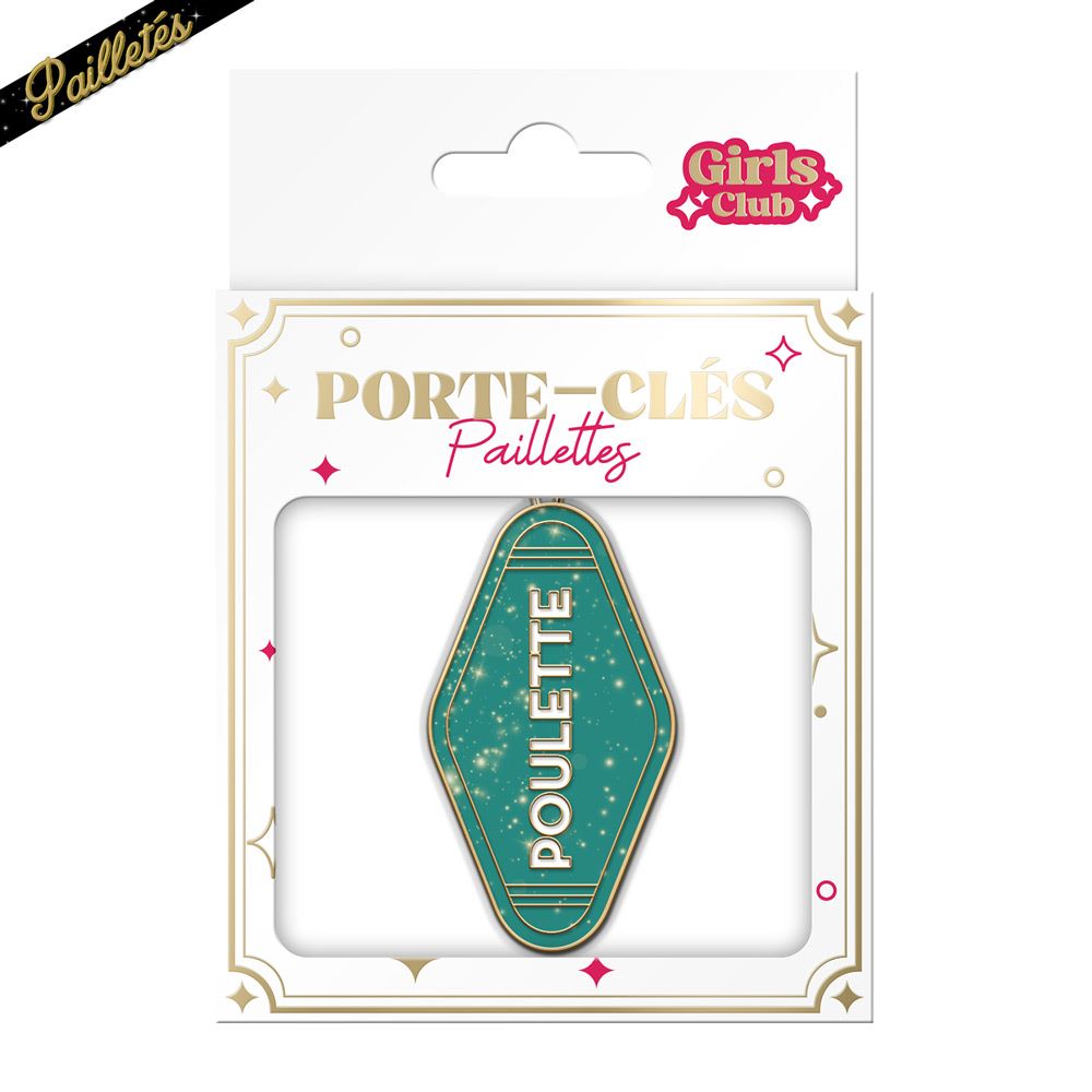 Porte cles paillettes poulette