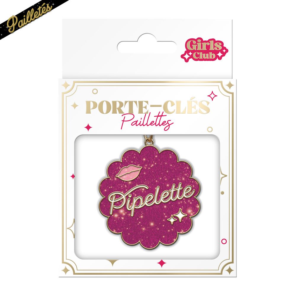 Porte cles paillettes pipelette