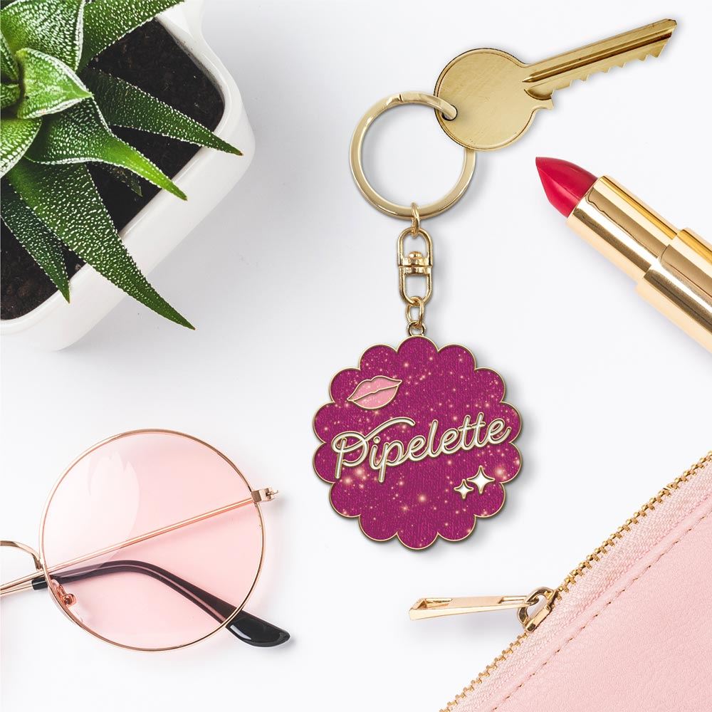 Porte cles paillettes pipelette