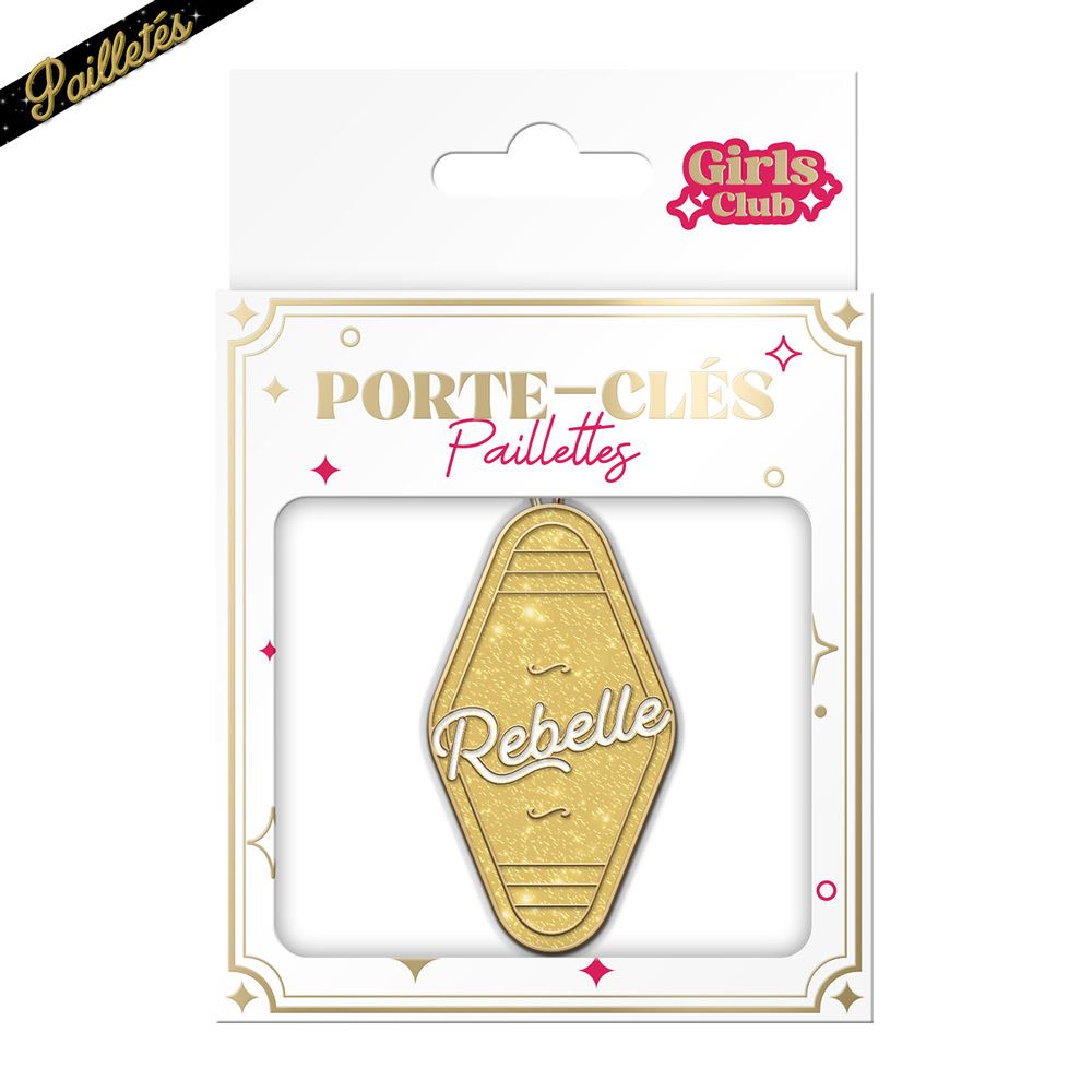 Porte cles paillettes rebelle