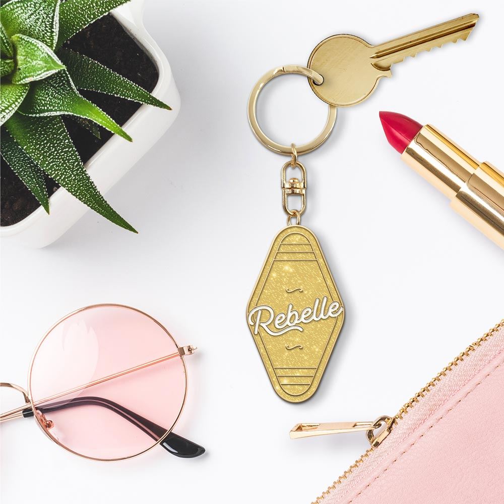 Porte cles paillettes rebelle