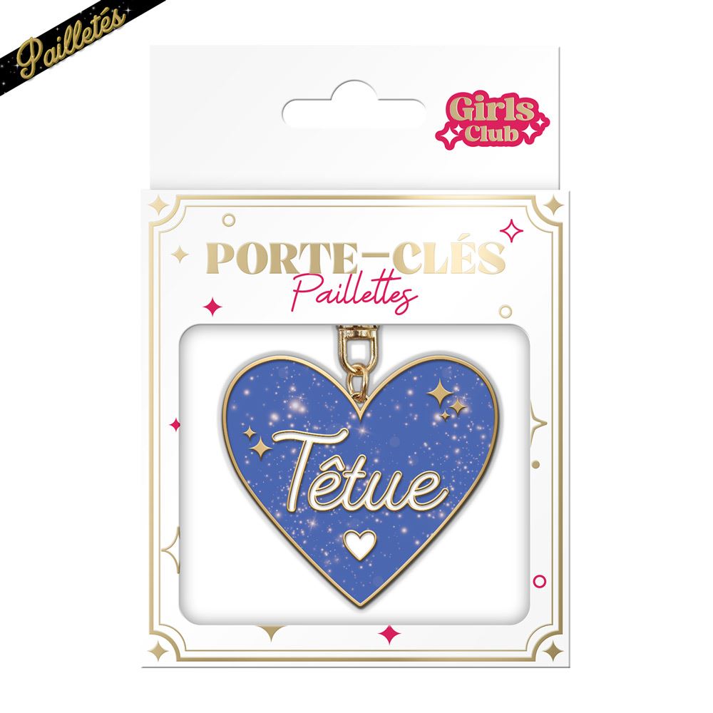 Porte cles paillettes tetue