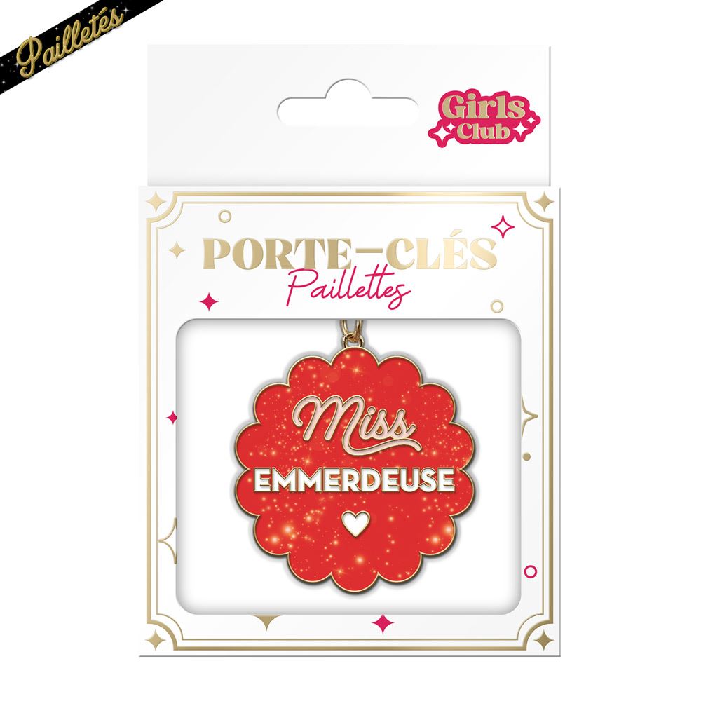 Porte cles paillettes emmerdeuse