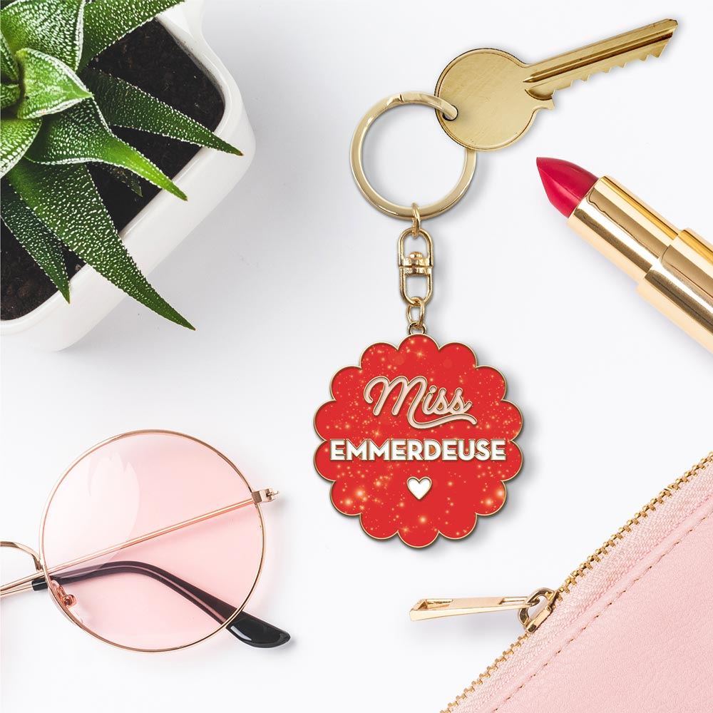 Porte cles paillettes emmerdeuse