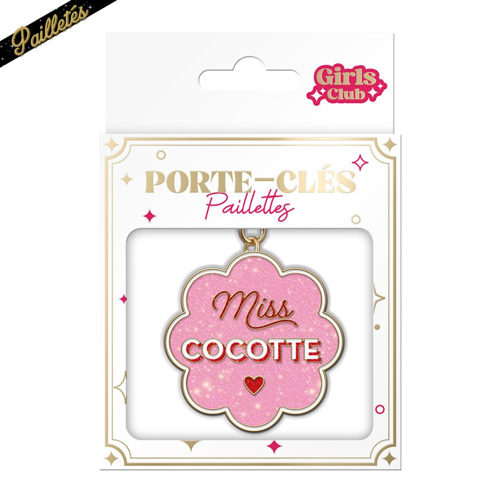 Porte cles paillettes cocotte