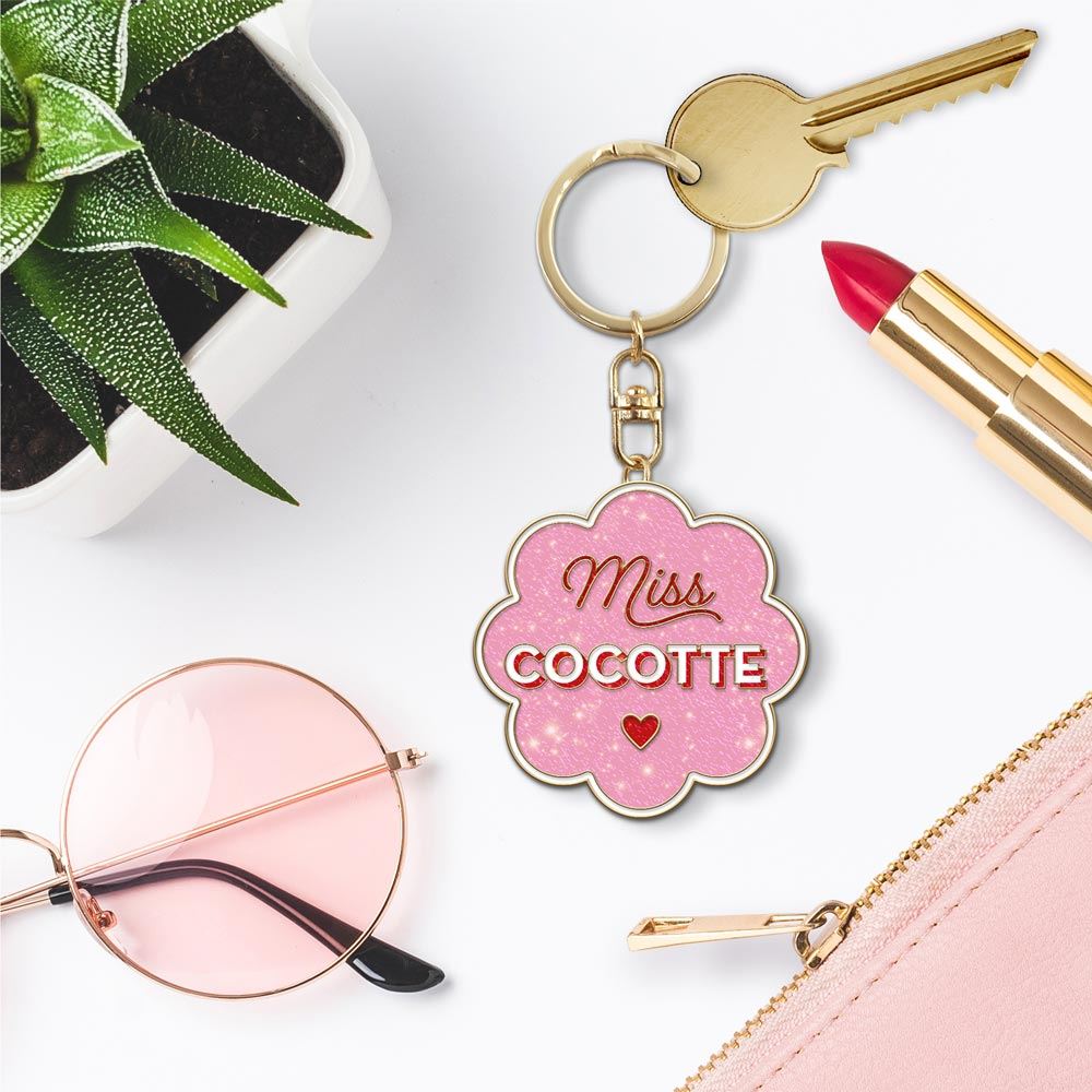 Porte cles paillettes cocotte