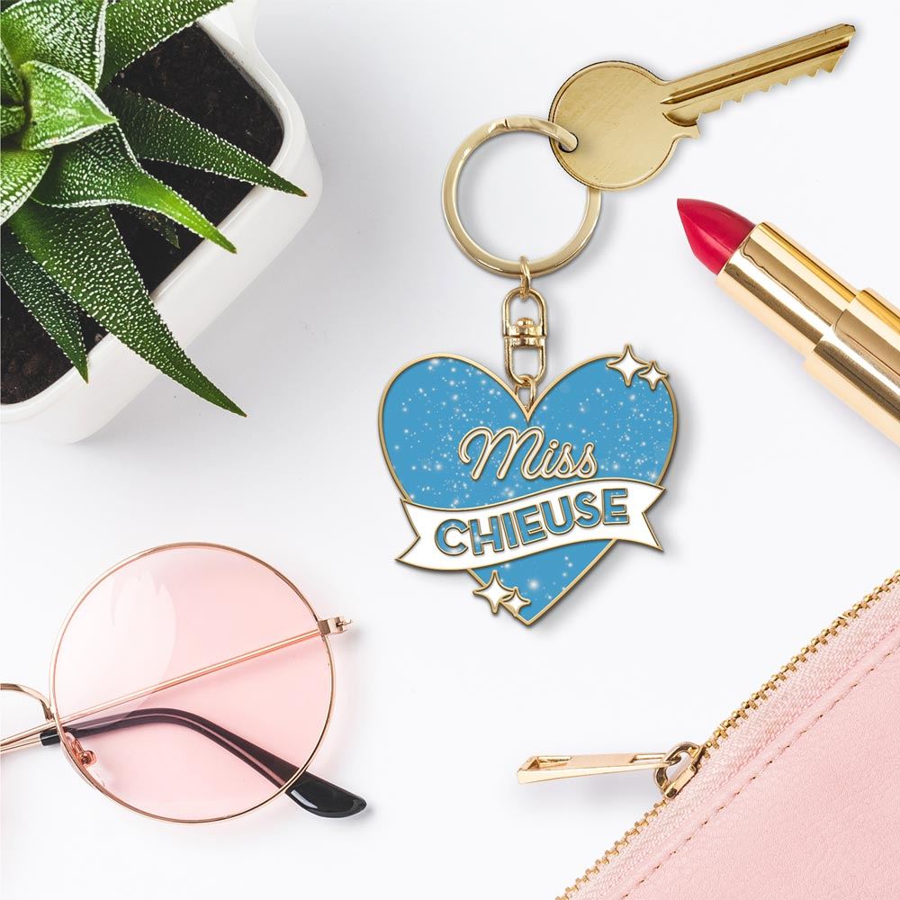 Porte cles paillettes chieuse