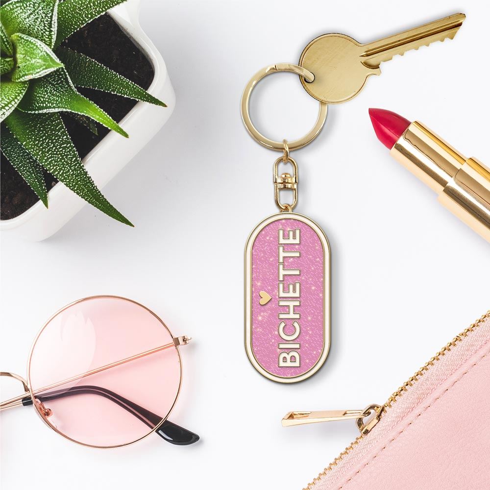 Porte cles paillettes bichette