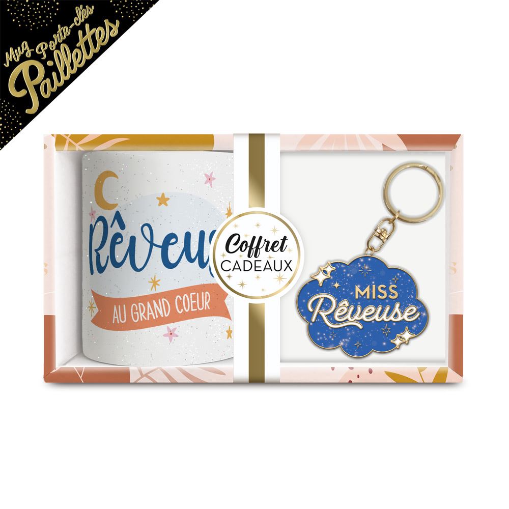 Coffret mug porte cles paillettes reveuse