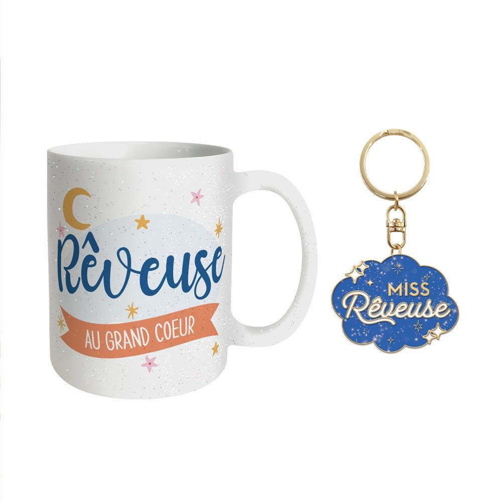 Coffret mug porte cles paillettes reveuse