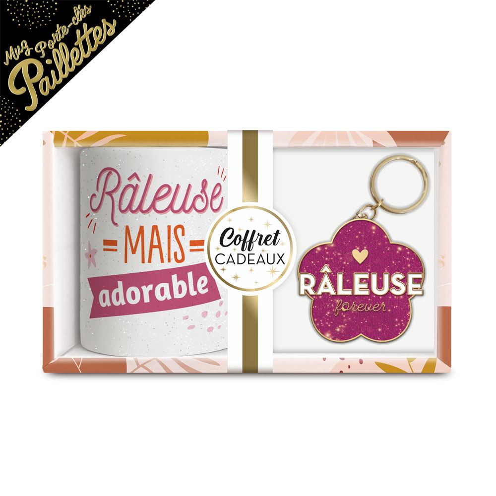 Coffret mug porte cles paillettes raleuse