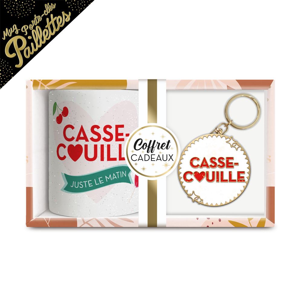 Coffret mug porte cles paillettes casse couille
