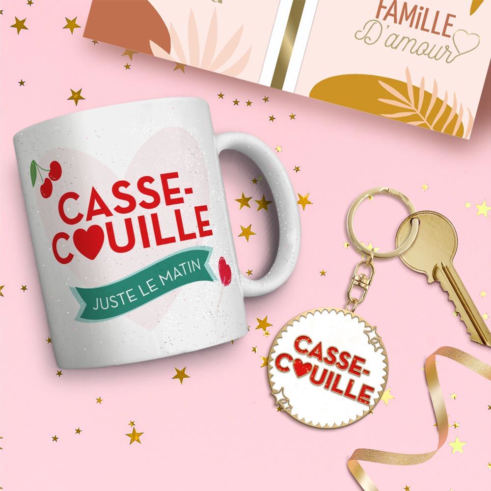 Coffret mug porte cles paillettes casse couille
