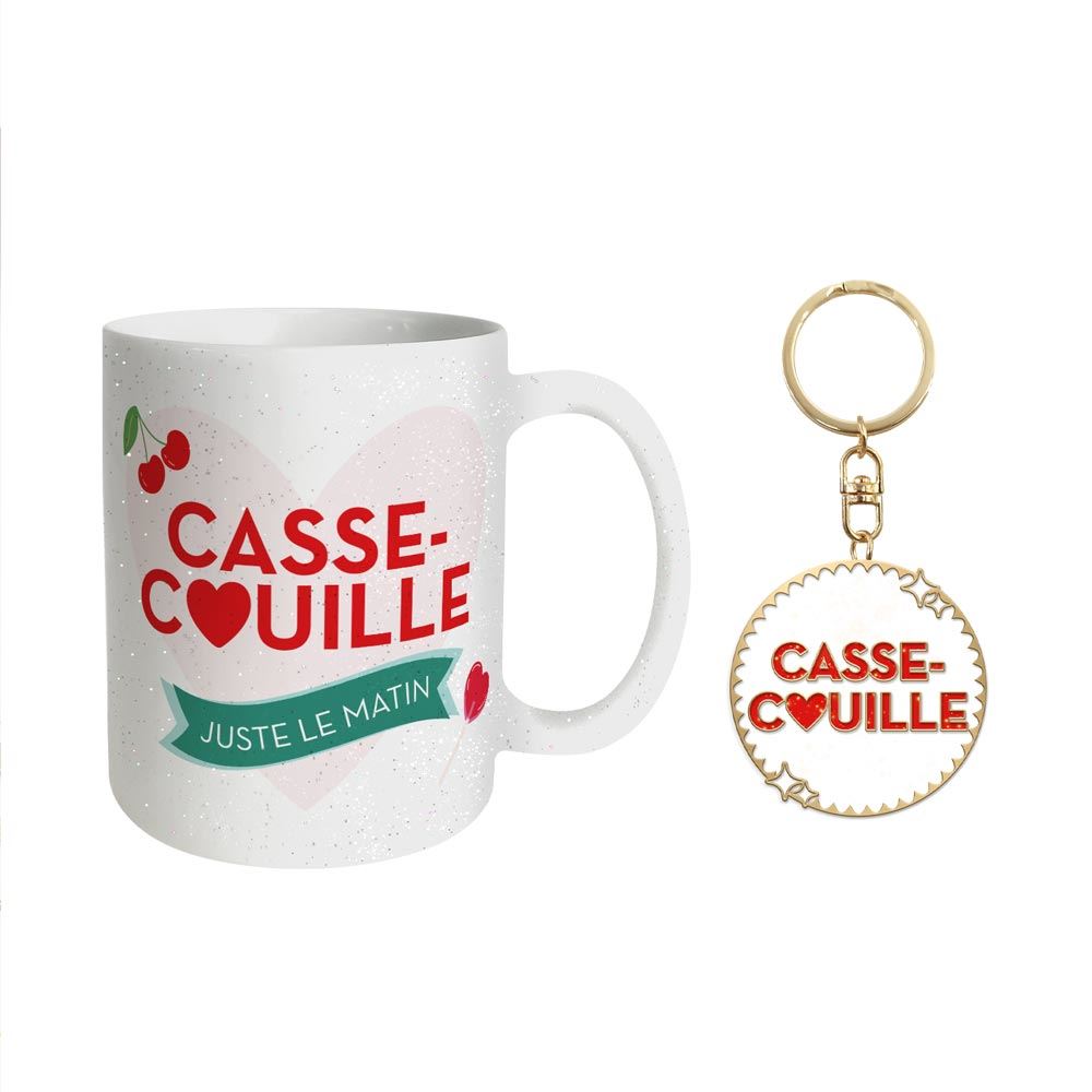 Coffret mug porte cles paillettes casse couille
