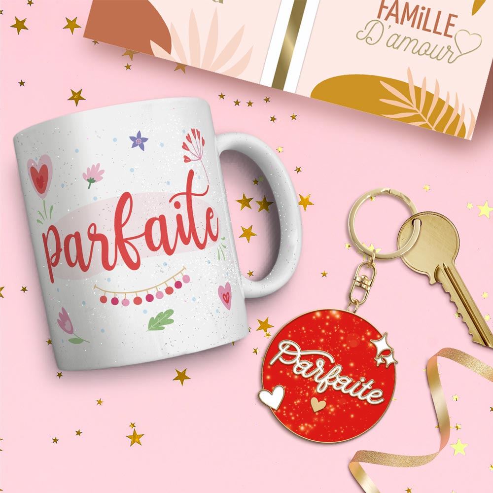 Coffret mug porte cles paillettes parfaite
