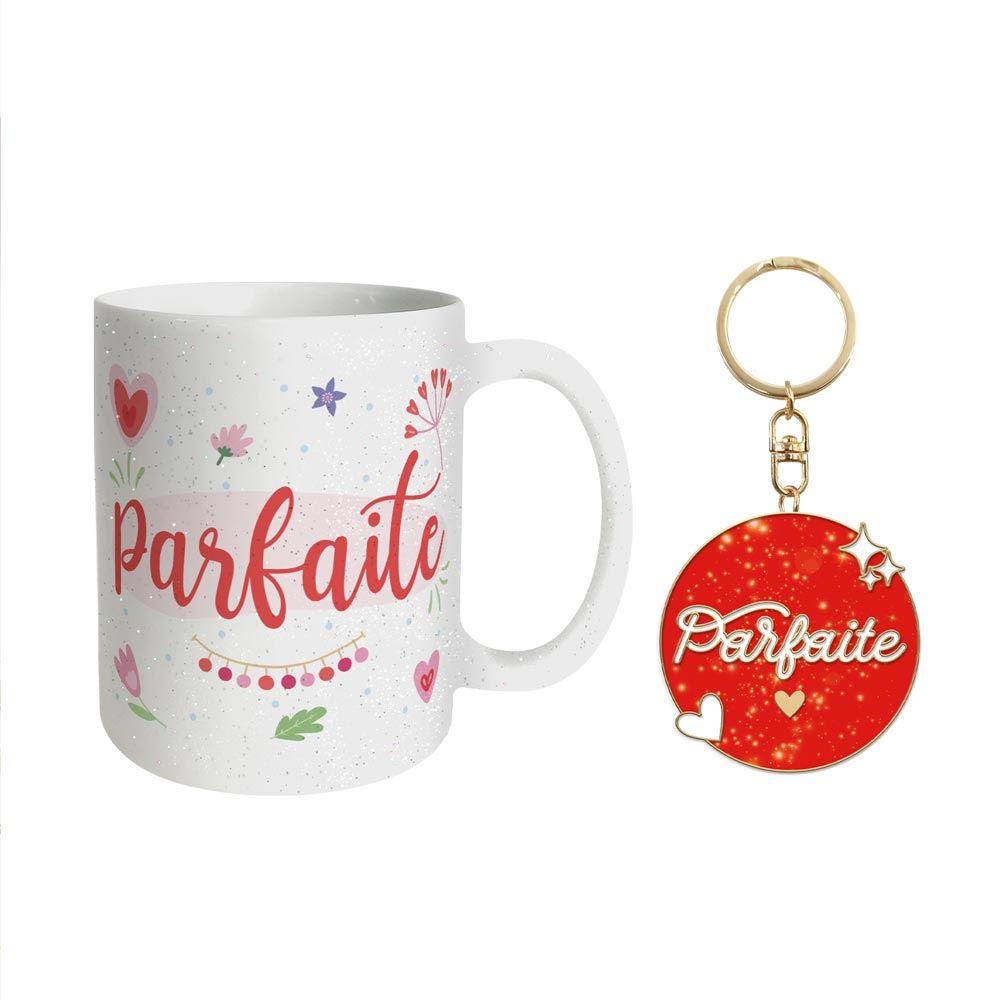 Coffret mug porte cles paillettes parfaite
