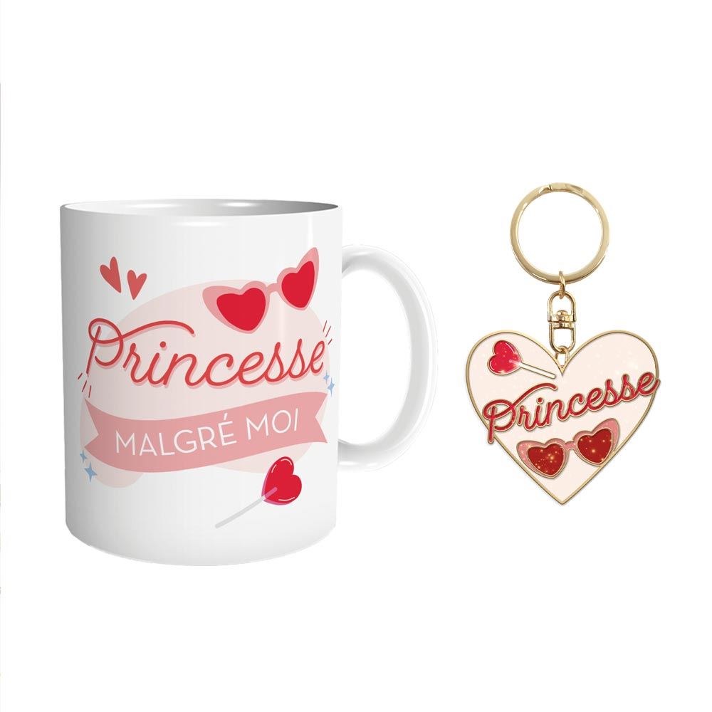 Coffret mug porte cles paillettes princesse