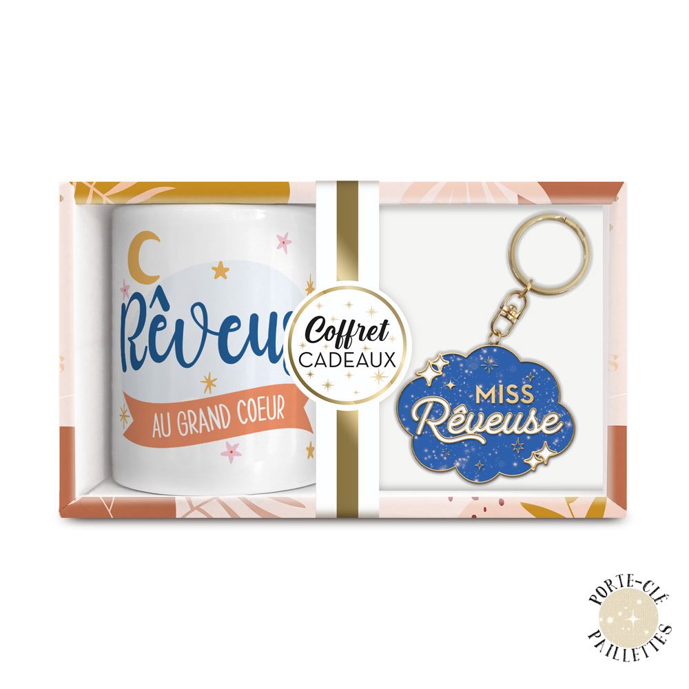 Coffret mug porte cles paillettes reveuse