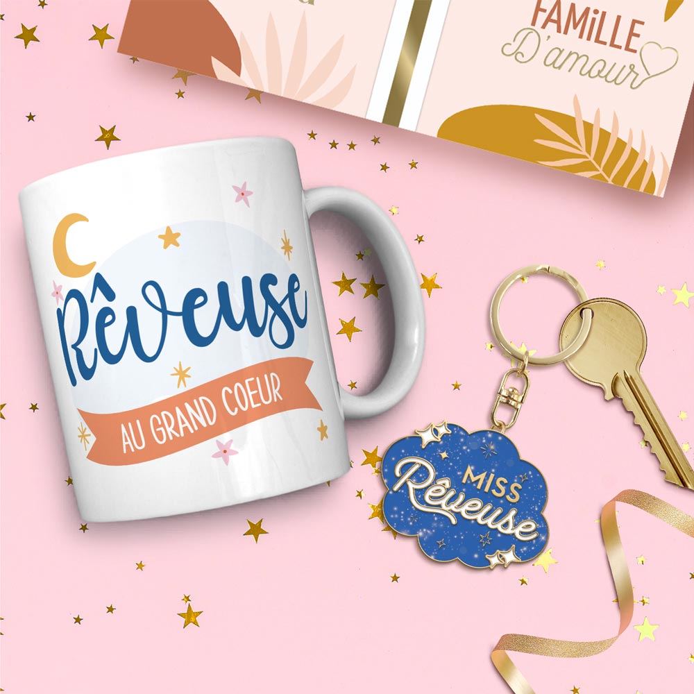Coffret mug porte cles paillettes reveuse