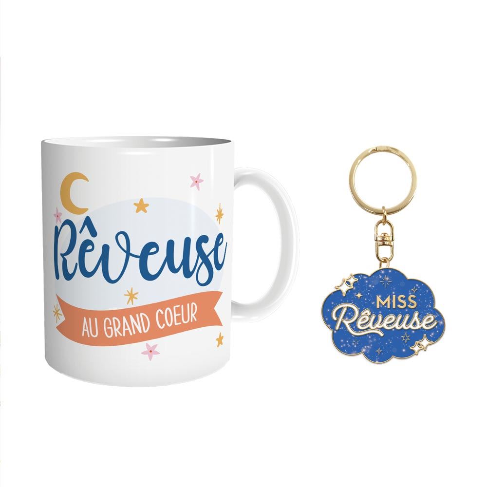 Coffret mug porte cles paillettes reveuse