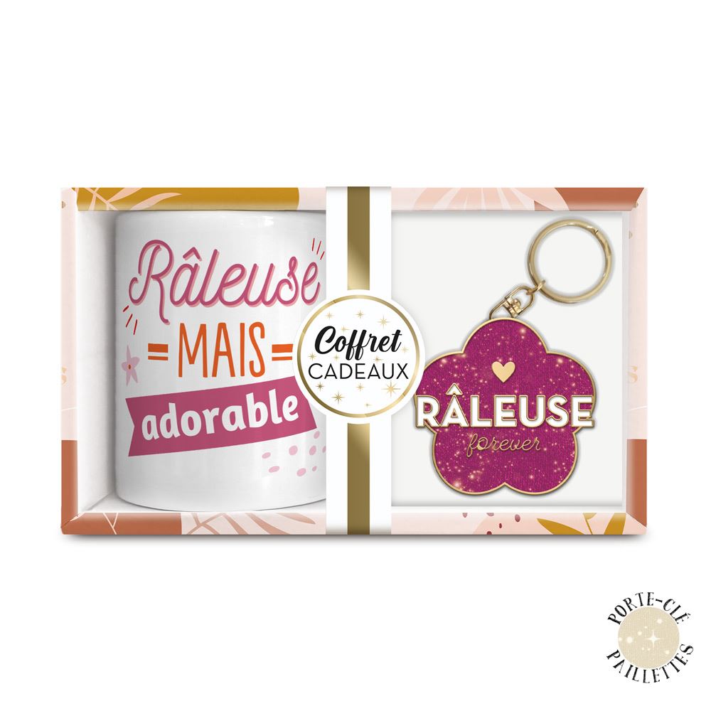 Coffret mug porte cles paillettes raleuse