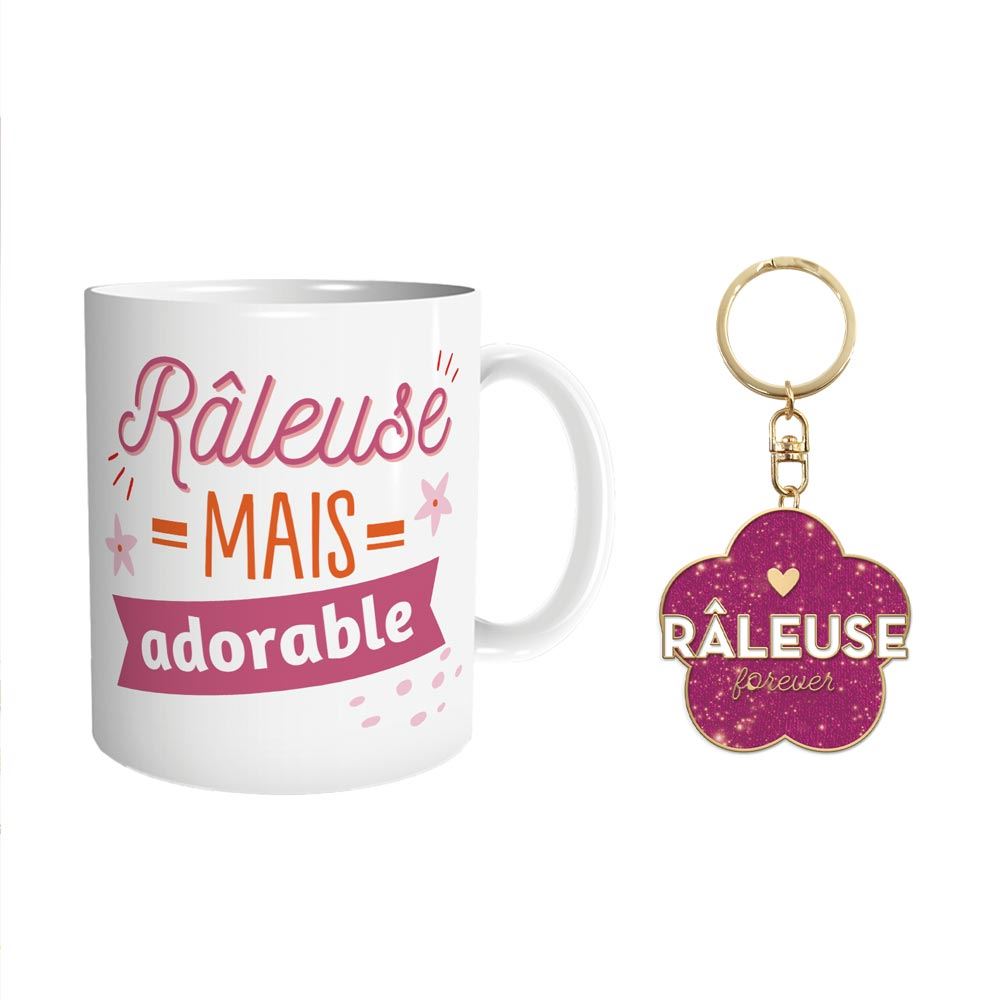 Coffret mug porte cles paillettes raleuse