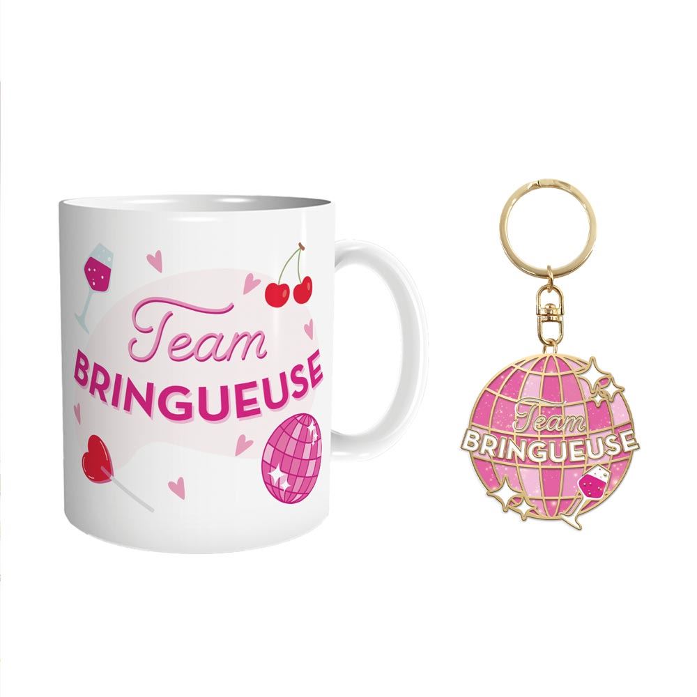 Coffret mug porte cles paillettes bringueuse
