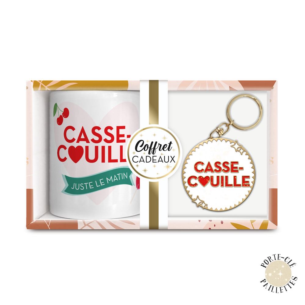 Coffret mug porte cles paillettes casse couille