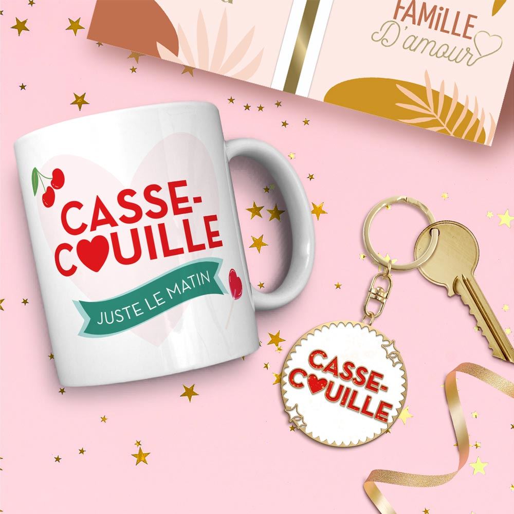 Coffret mug porte cles paillettes casse couille