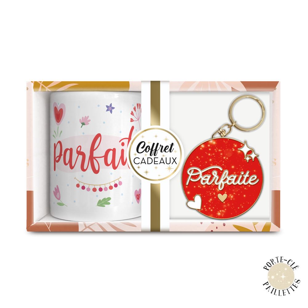 Coffret mug porte cles paillettes parfaite
