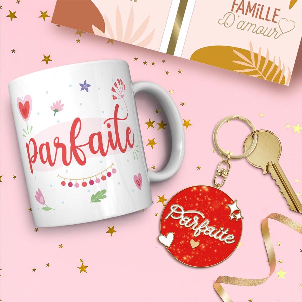 Coffret mug porte cles paillettes parfaite
