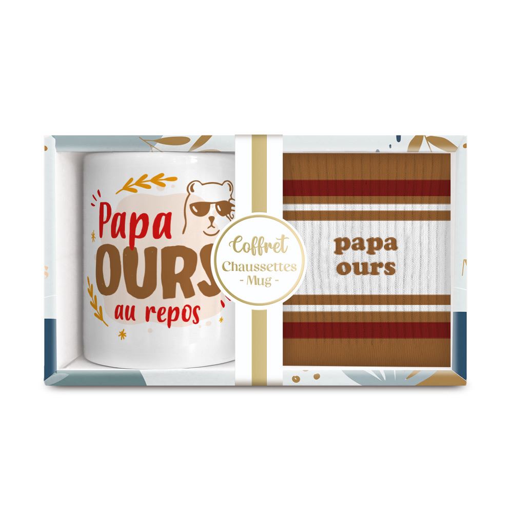 Coffret mug chaussettes papa ours
