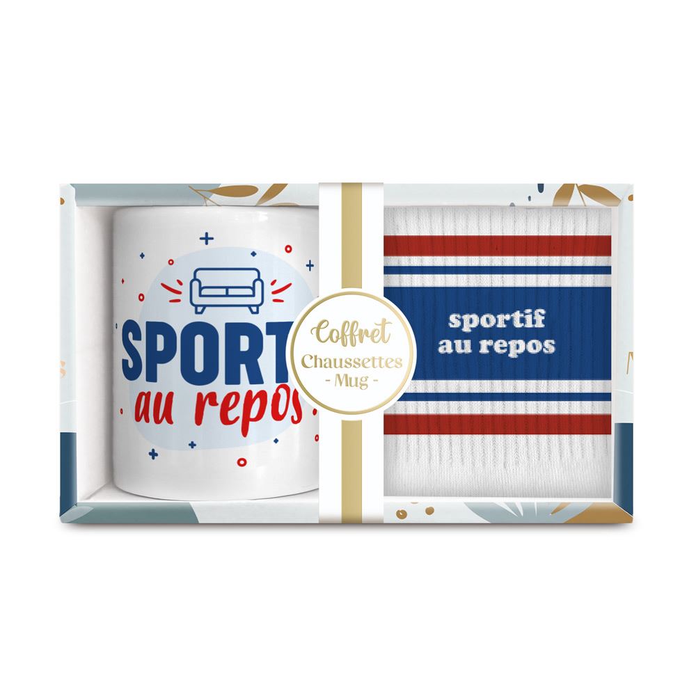Coffret mug chaussettes sportif au repos