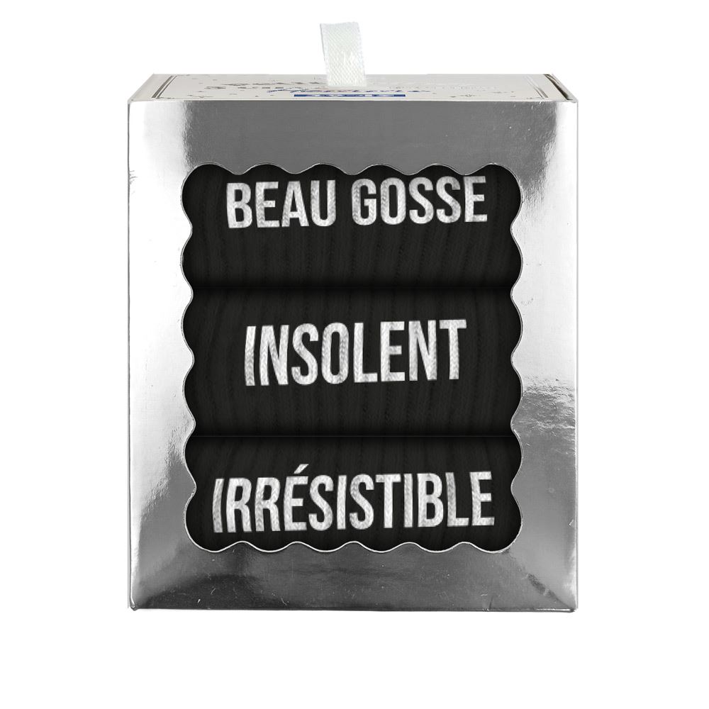 Coffret trio chaussettes homme beau gosse noir