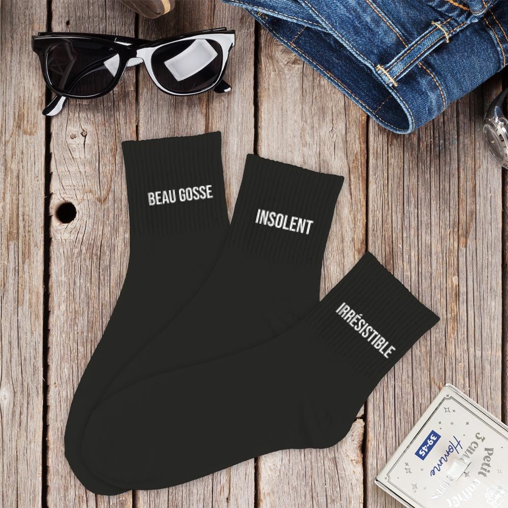 Coffret trio chaussettes homme beau gosse noir