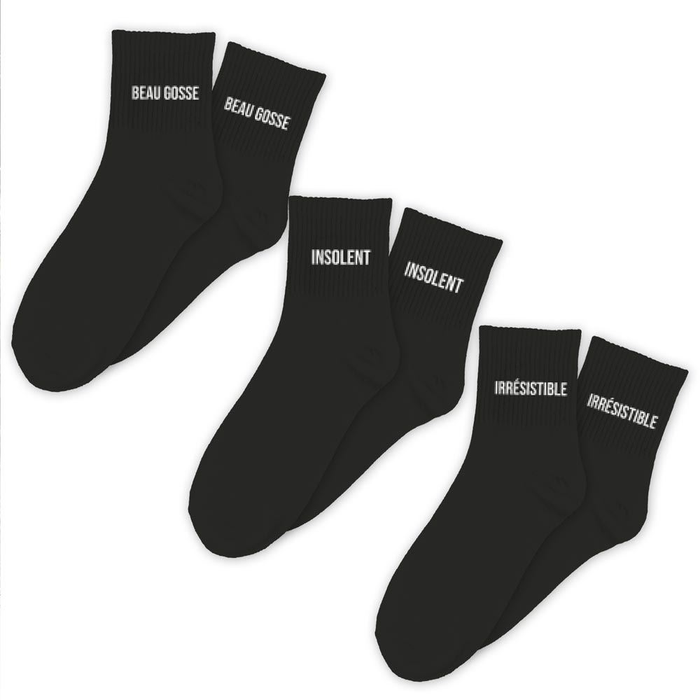 Coffret trio chaussettes homme beau gosse noir