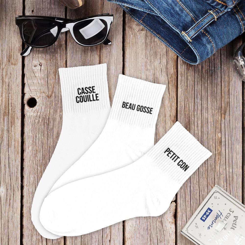 Coffret trio chaussettes homme casse couille blanc