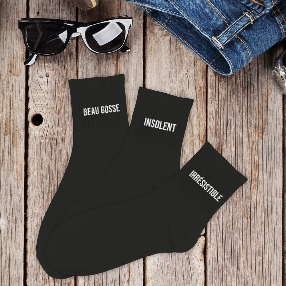 Coffret trio chaussettes homme beau gosse noir