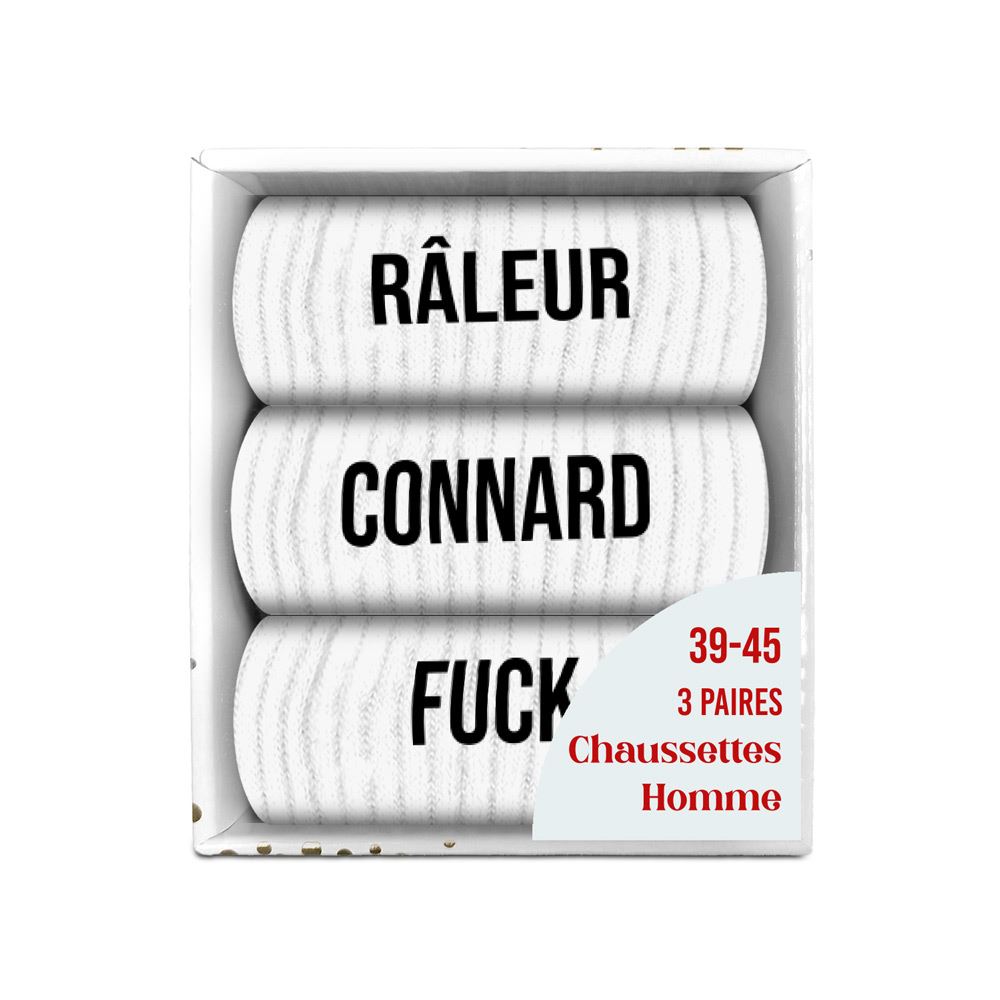Coffret trio chaussettes homme raleur blanc