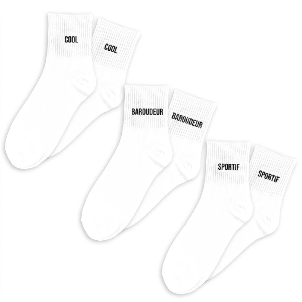 Coffret trio chaussettes homme cool blanc