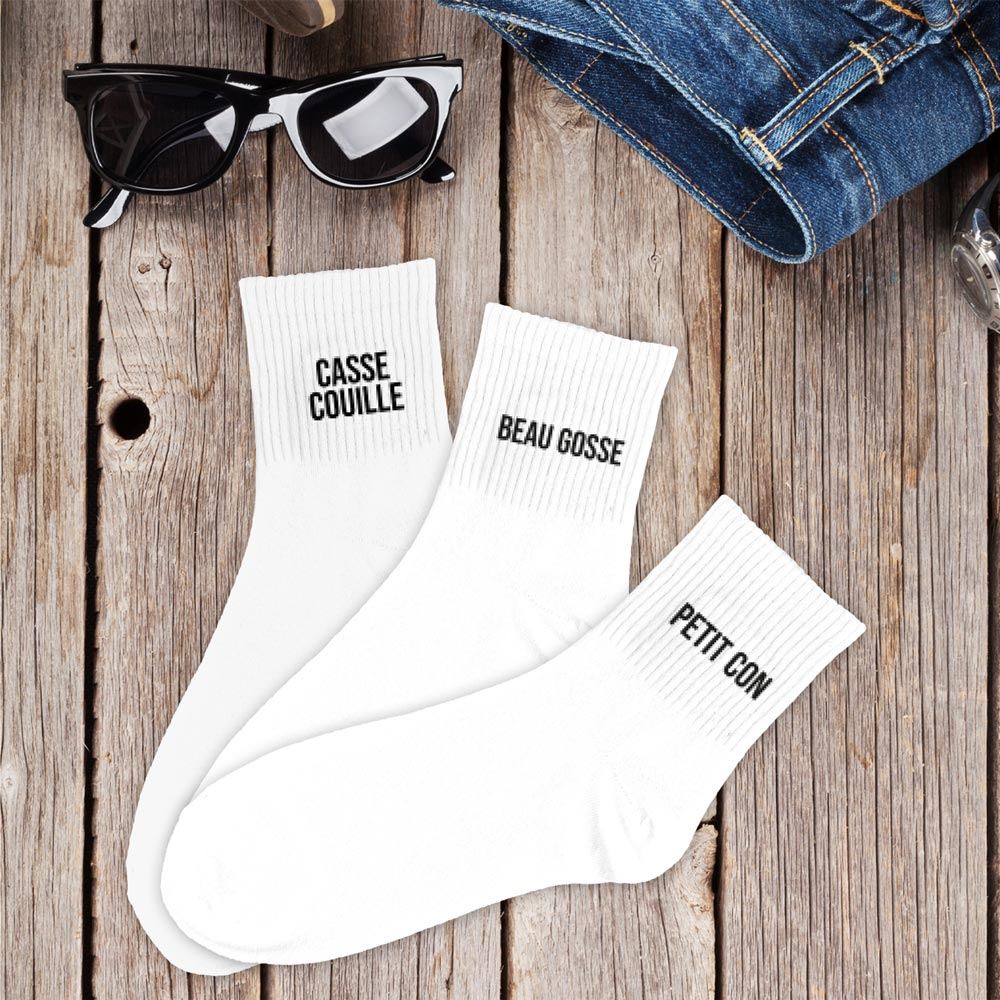 Coffret trio chaussettes homme casse couille blanc