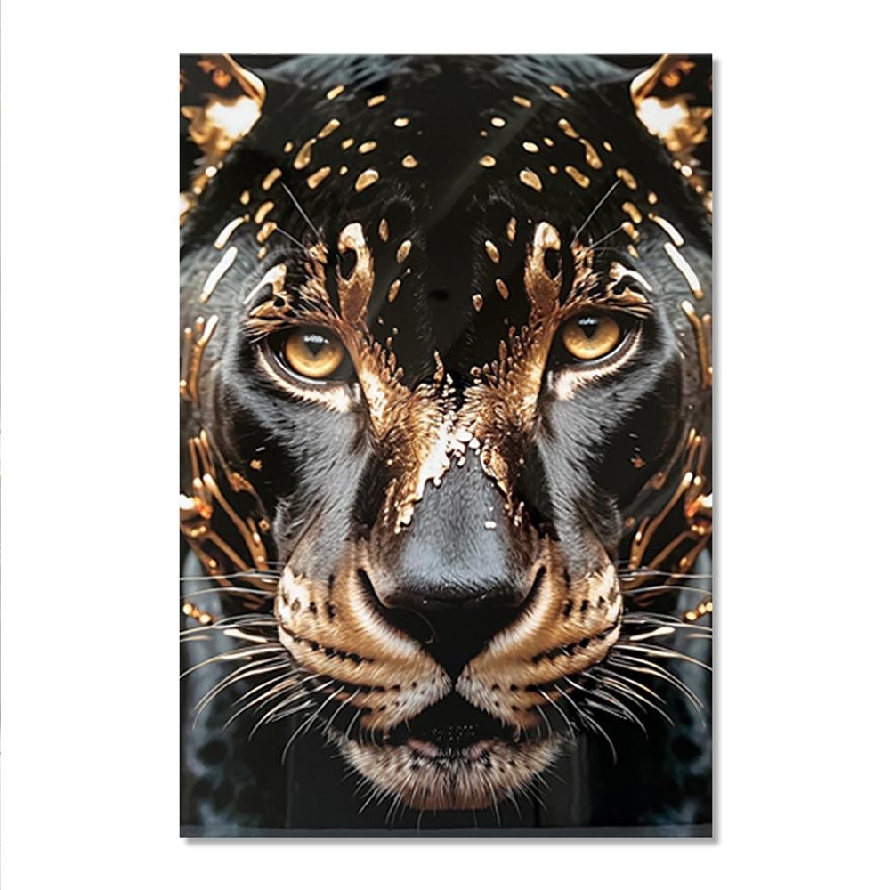Toile effet laquee panthere noire 40x60cm
