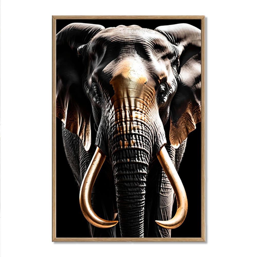 Toile effet laquee cadre en bois elephant 40x60cm
