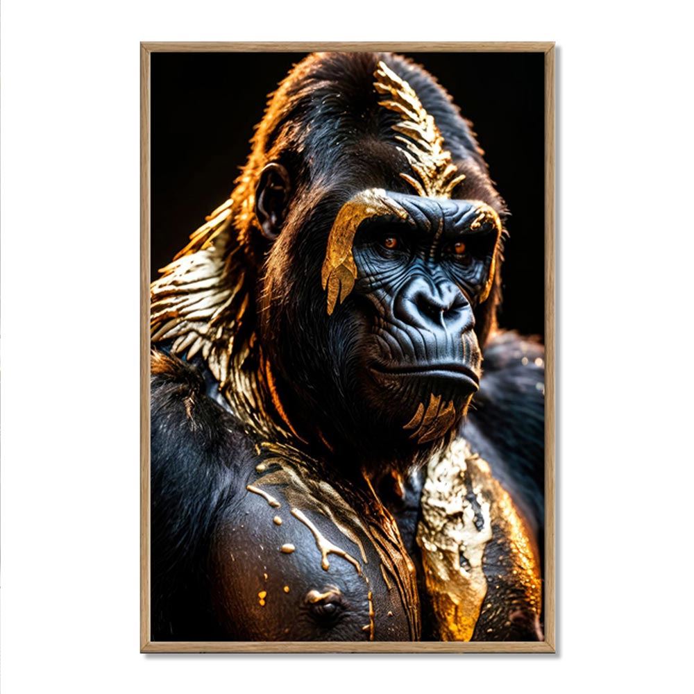 Toile effet laque cadre en bois singe 40x60cm