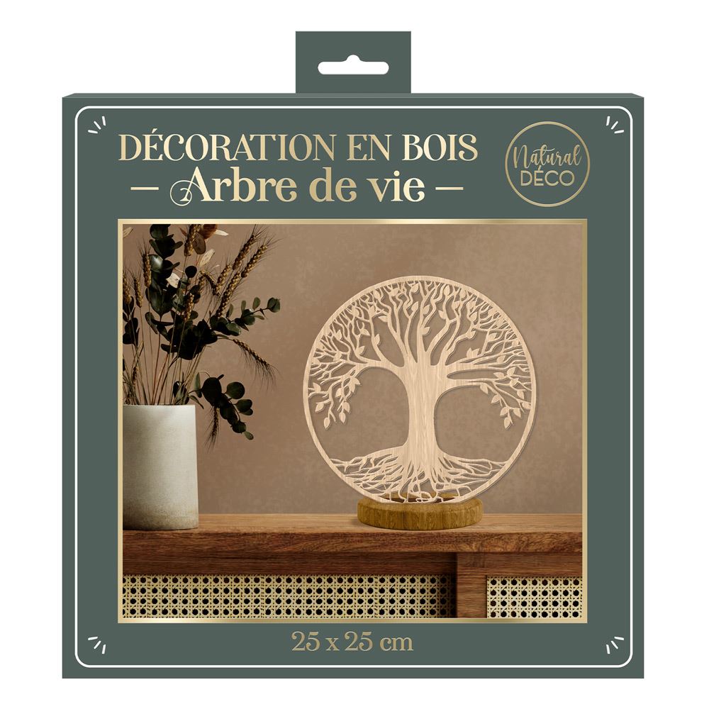 Deco bois laser a poser arbre de vie bois