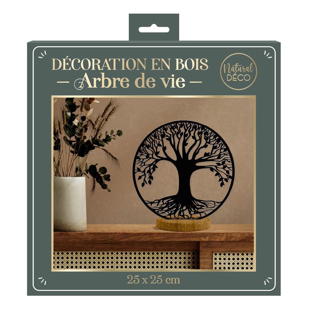 Deco bois laser a poser arbre de vie noir