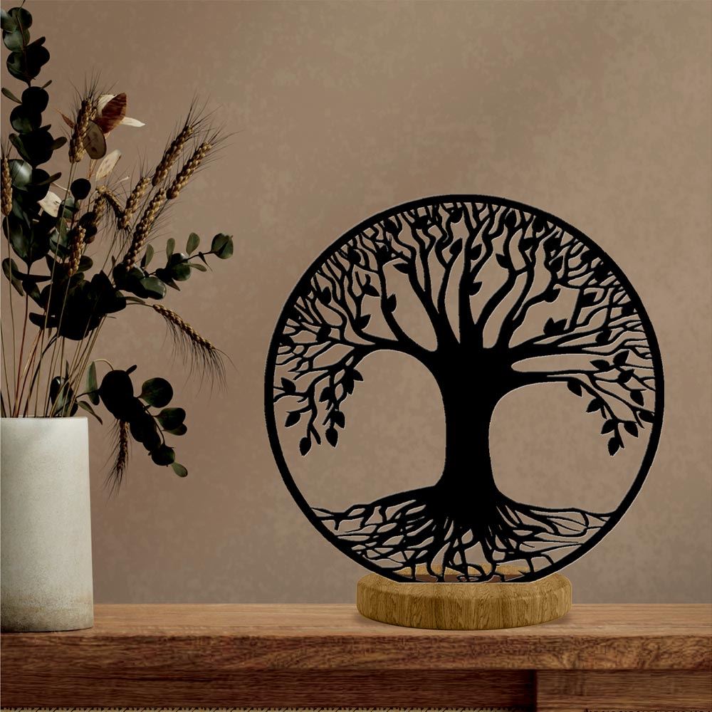 Deco bois laser a poser arbre de vie noir