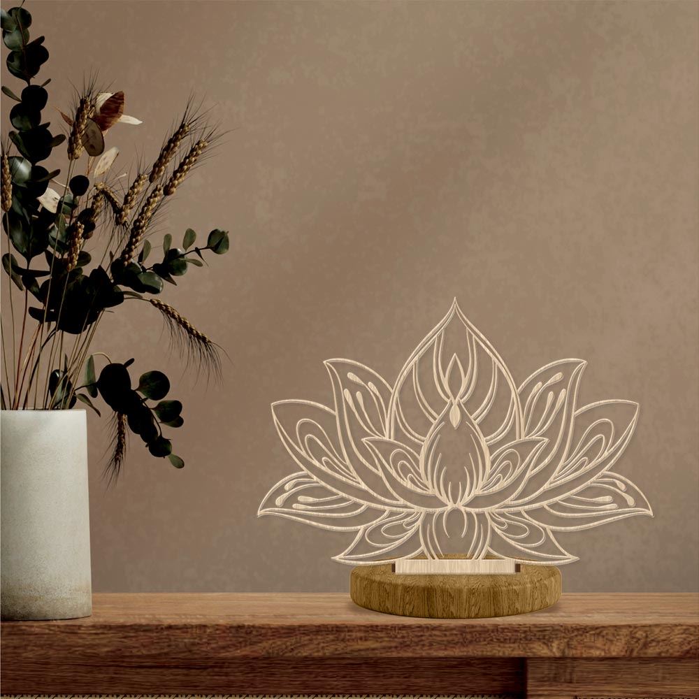 Deco bois laser a poser lotus bois