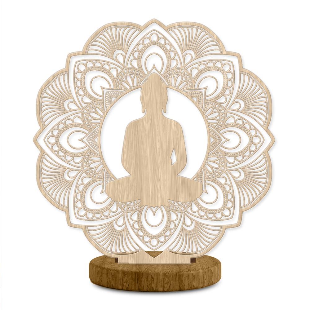 Deco bois laser a poser bouddha bois