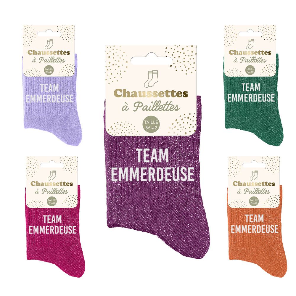 Chaussettes paillettes team emmerdeuse 5mods /15pcs